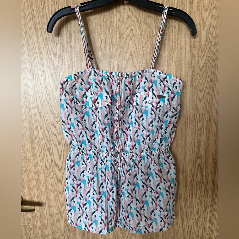 Billabong Multicolor Feather Pattern Tank Top
